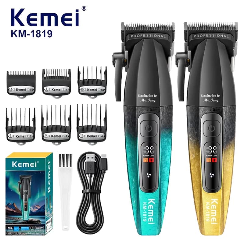 Kemei Hair Clippers Men Km-1819 Professional Rechargeable Cordless Hair Cutting Machine High Quality Hair Trimmer Barber