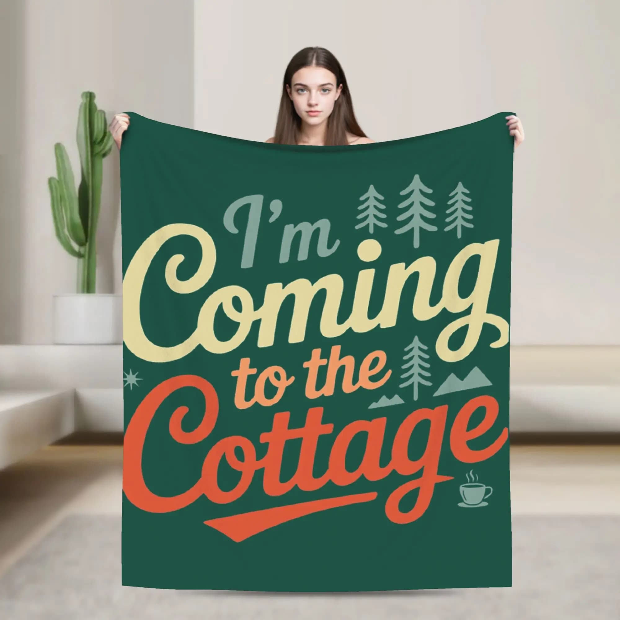 Coperta in flanella calda e divertente per coppie di hockeyisti, con scritta 'I'm Coming To The Cottage', per l'inverno a casa