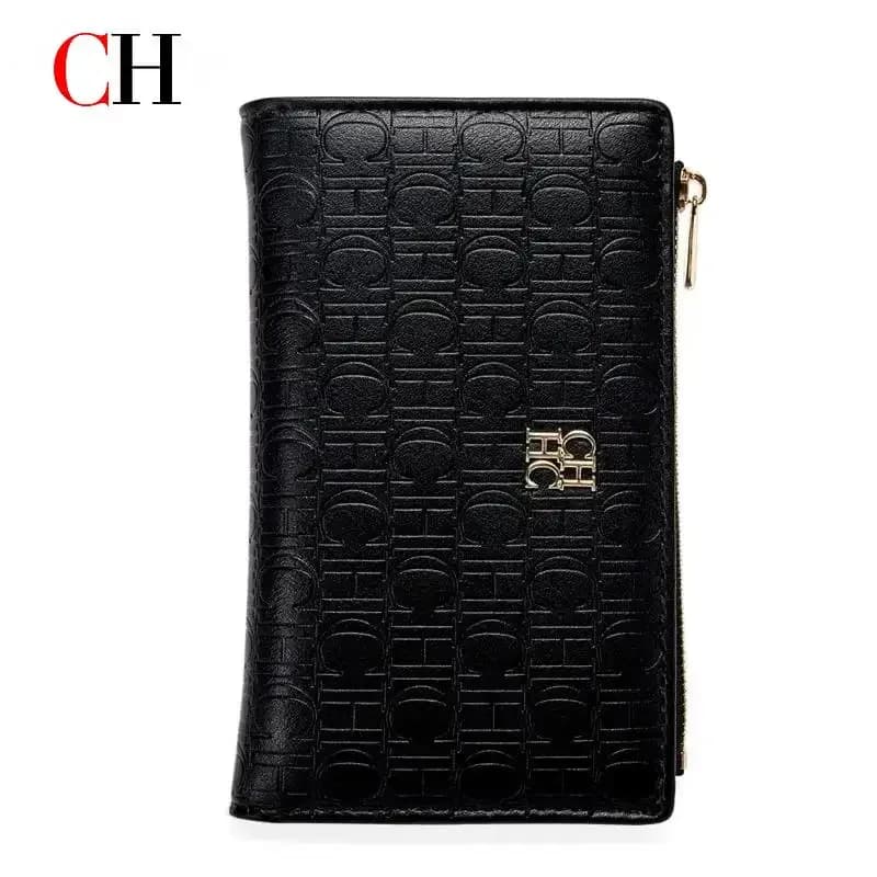 CH Wallet For Women Luxury Embossed Card Holder Fashion Zipper Coin Purse Elegant Leather Clutch Bag For Daily Use Gift