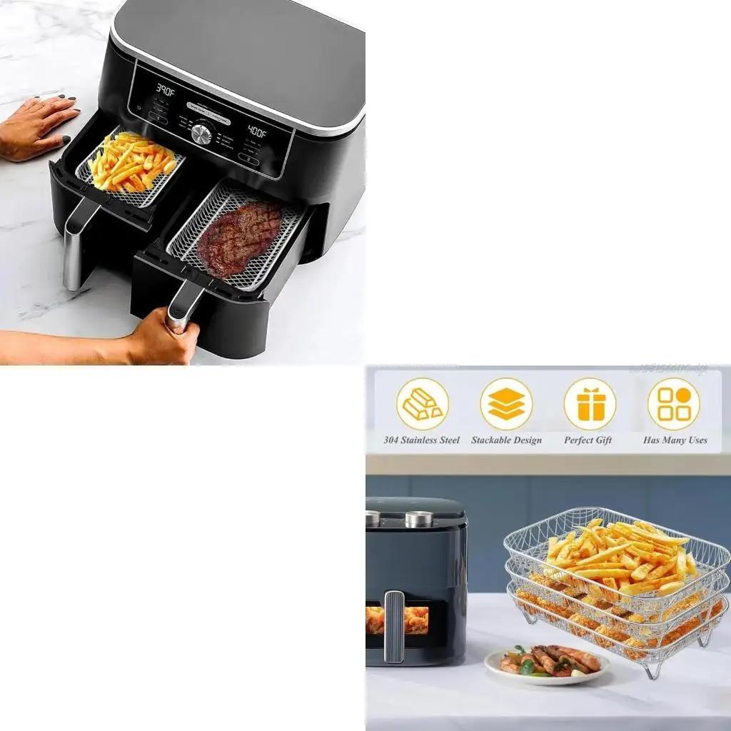 27RB 3 levels stackable dehydrator racks with silicone clip and feet for fryers