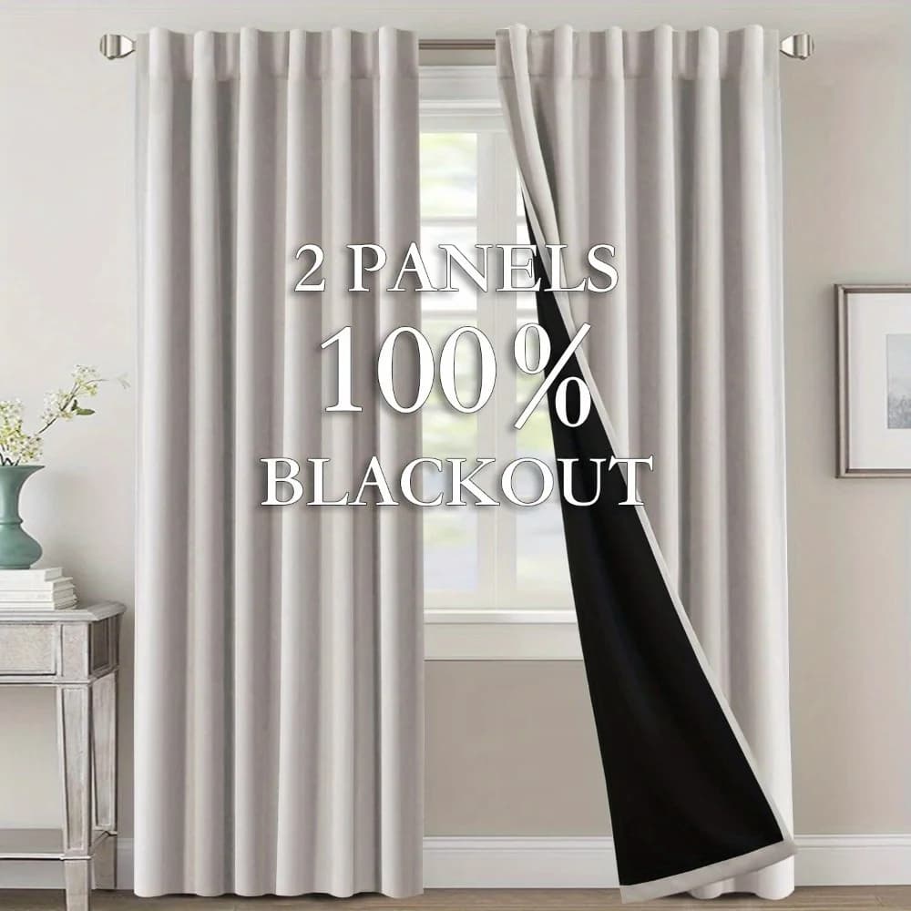 2 Pannelli di Tende Oscuranti Princedeco 100% per Camera da Letto con Fodera Nera, Tende Oscuranti Complete per Stanza, Lunghezza 96 Pollici, Isolamento Termico