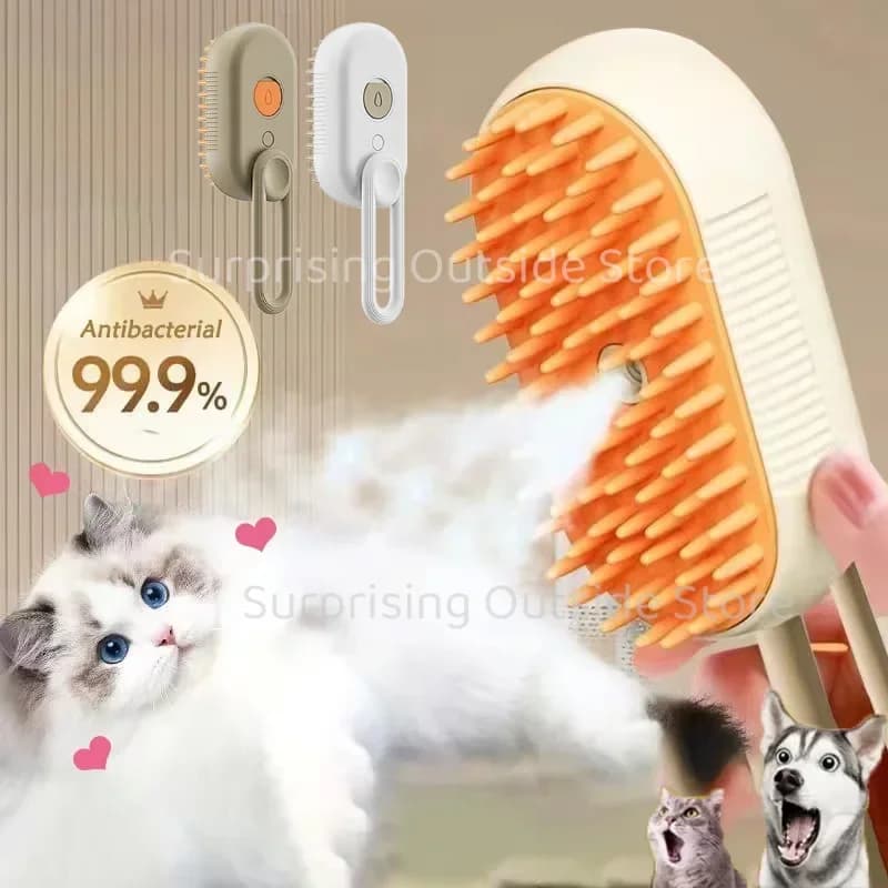 Spazzola per massaggio Spray per animali domestici per cani e gatti 3 in 1 Spray a vapore a un pulsante pieghevole girevole galleggiante per capelli da bagno spazzola per la depilazione pettine