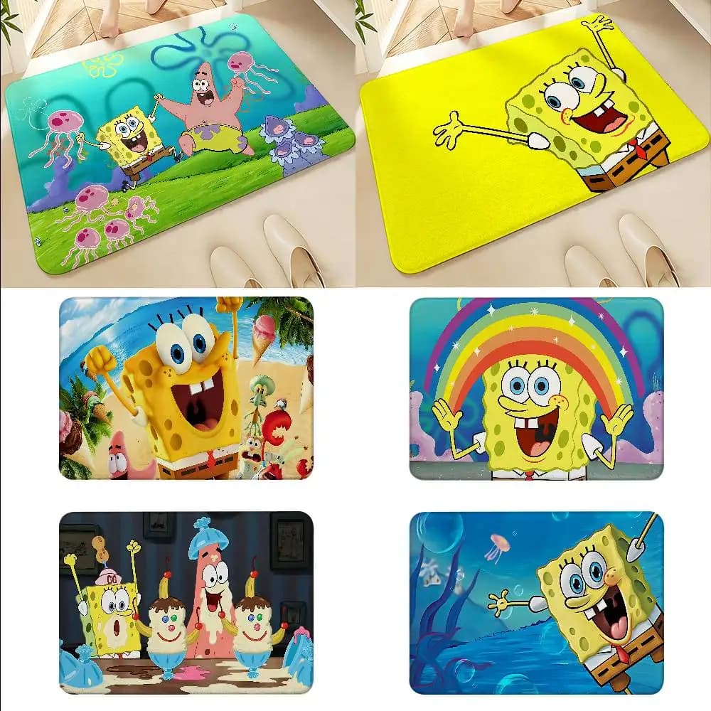 S-SpongeBob SquarePants Floor Mats Home Laundry Rug Carpet For Living Room Decor Lounge Area Anti-slip Foot Mat Entrance Doormat