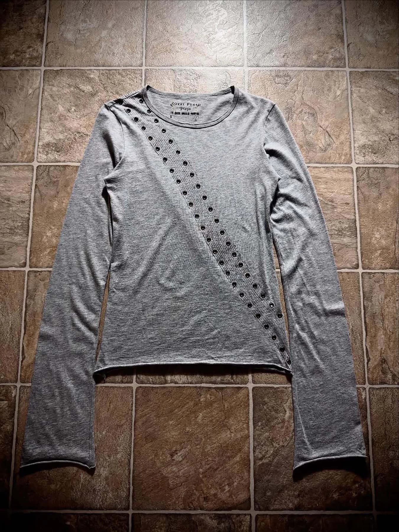 Summer New Round Neck Long Sleeved Perforated Guitar Print High Street niche Design Trendy T-Shirt Y2K