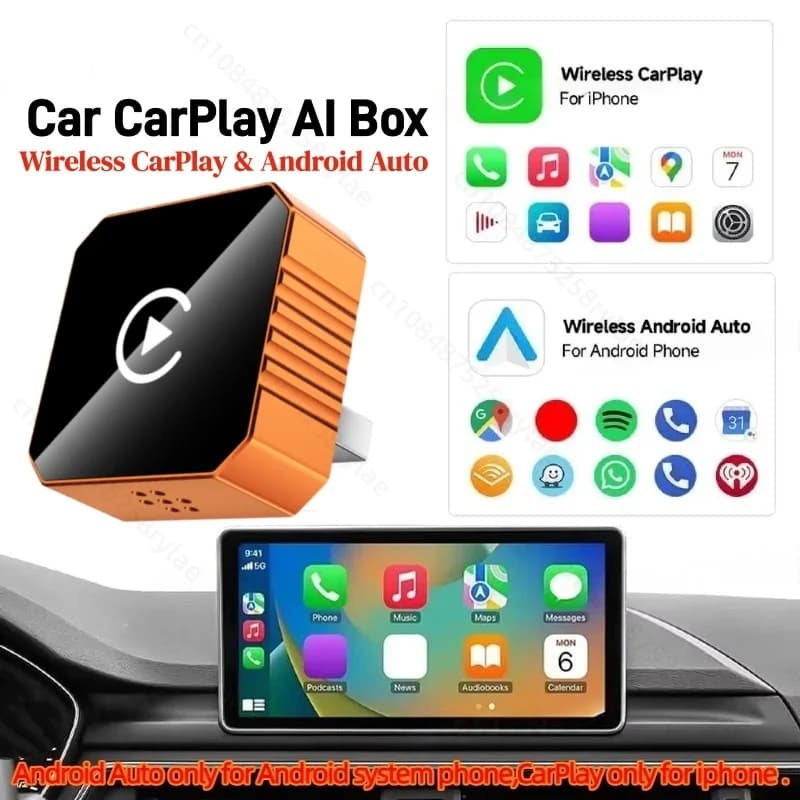 Adattatore Wireless 2 in 1 per CarPlay e Android Auto, per iPhone e Telefoni Android, Box Multimediale Universale per Auto con Connessione Rapida