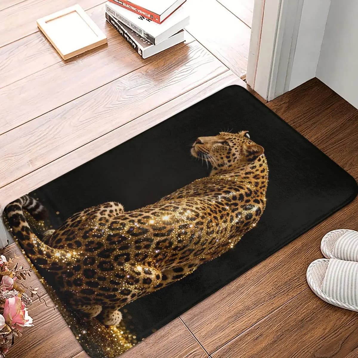 Golden Leopard Wild Print Doormat Kitchen Entrance Home Floor Mat Anti-slip Carpet Rug for Bathroom Footpad Mats