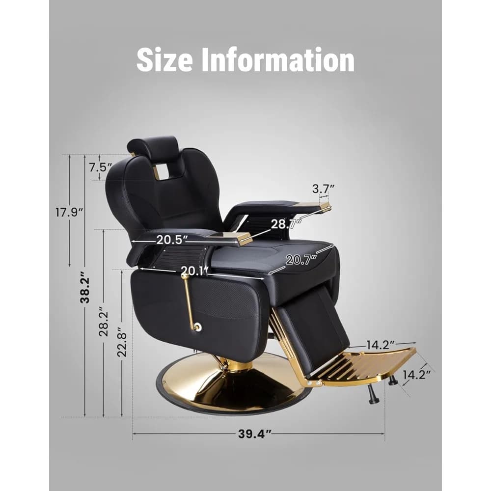 new Salon Chair for Hair Stylist, 440 Lbs Heavy Duty Reclining Barber Chair with High-Density Foam Cushioning, Customized