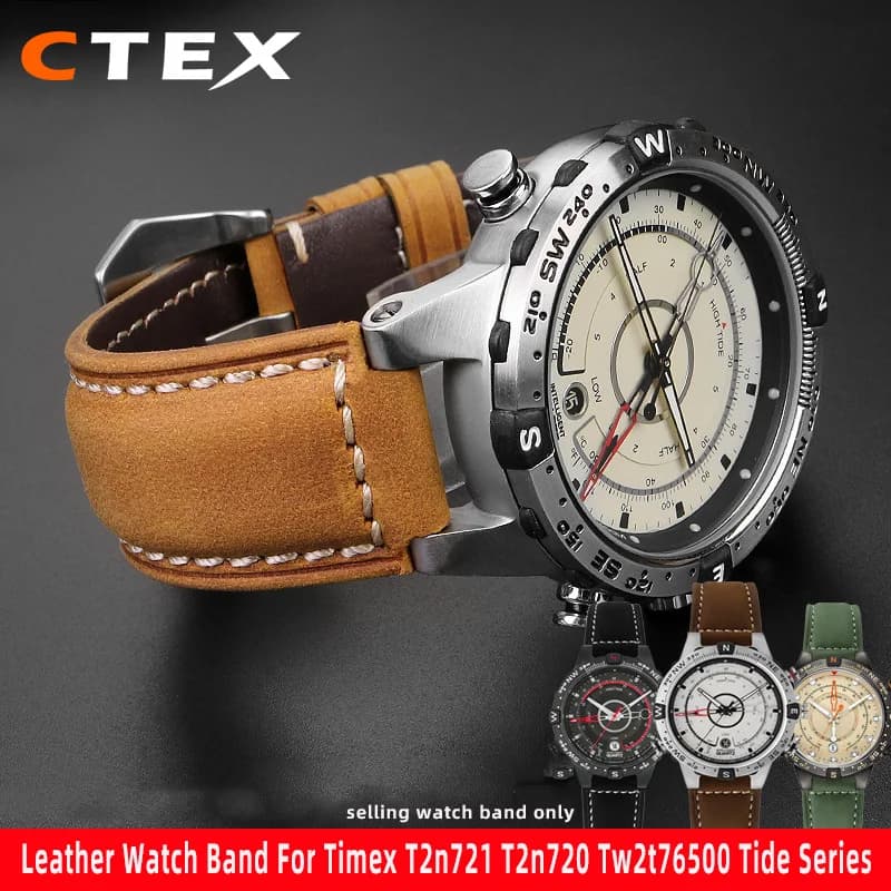 Cinturino orologio in vera pelle 24 * 16mm per timex Tide T2n739 T2n720 T2n721 T45601 T2p141 Serie cinturino orologio da uomo Accessori
