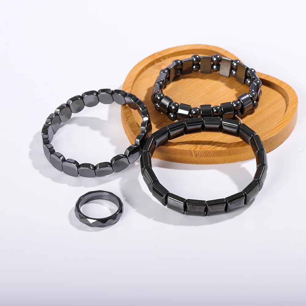Hematite Bracelet for Men Women Stretch Round Bead Stone Bracelets Unisex Jewelry Gifts