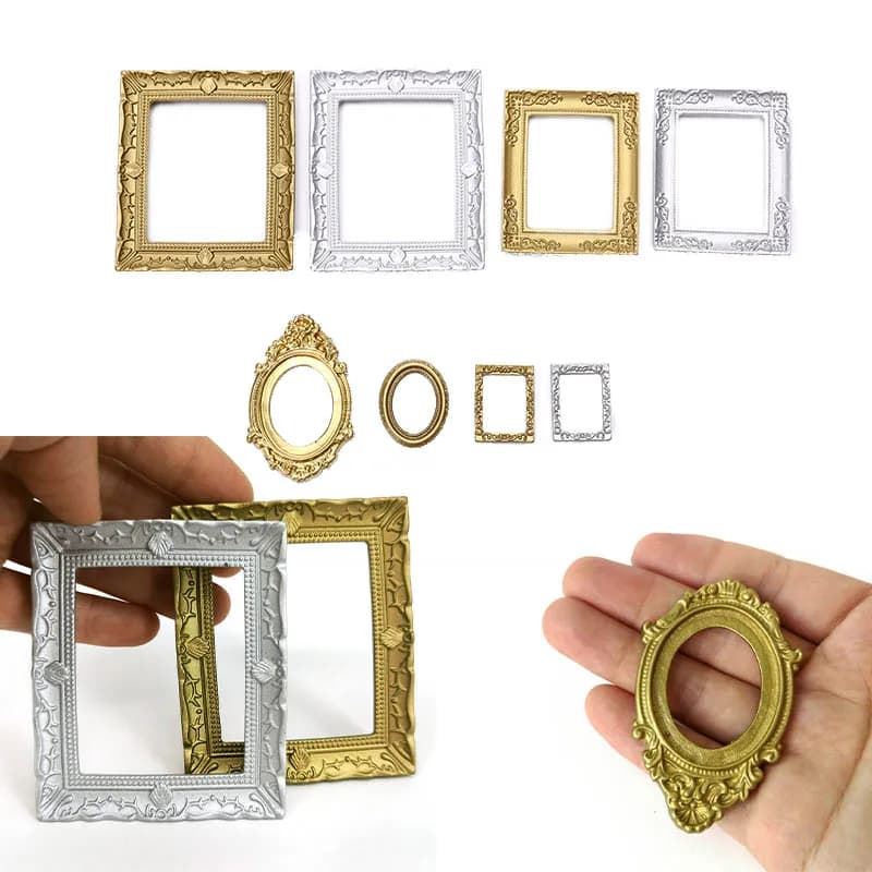DIY Mini Photo Frames Resin Crafts Vintage Oval Vintage Picture Photo Frame Jewelry Accessories Dollhouse Miniature Accessories