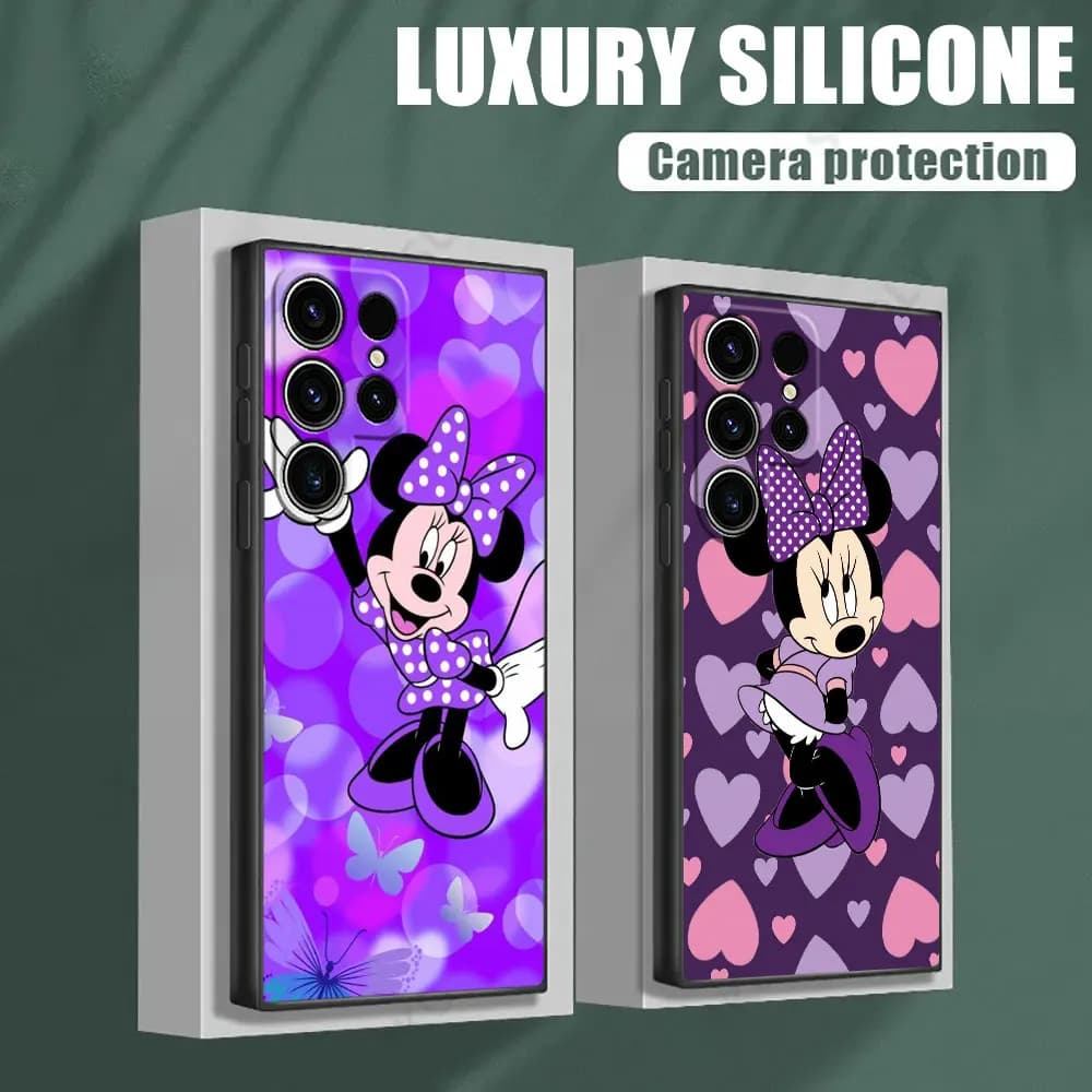 Custodia Morbida per Telefono con Cartone Animato Minnie Mouse per Samsung Galaxy S26 S25 Ultra S24 S23 Ultra S22 Plus S21 S20 S21 FE S26 Ultra S25