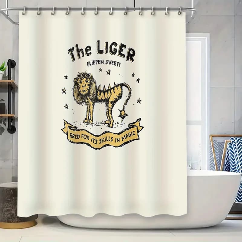 Tenda da doccia lavabile ibrida tigre leone, motivo animale astratto, decorazioni per la casa, fodera in tessuto per il bagno