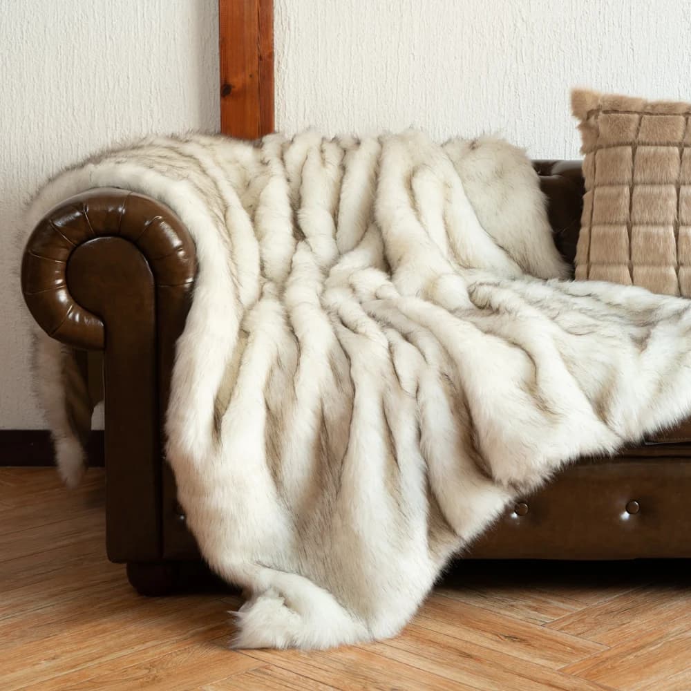 Battilo decorativo per la casa di lusso in pelliccia di volpe sintetica letto divano coperta regalo per famiglia addensare coperta di pelliccia 3.8KG