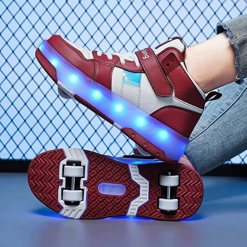 Pattini a rotelle con luci 4 ruote Ruote rimovibili Scarpe da uomo e da donna Scarpe sportive alte traspiranti Adolescenti