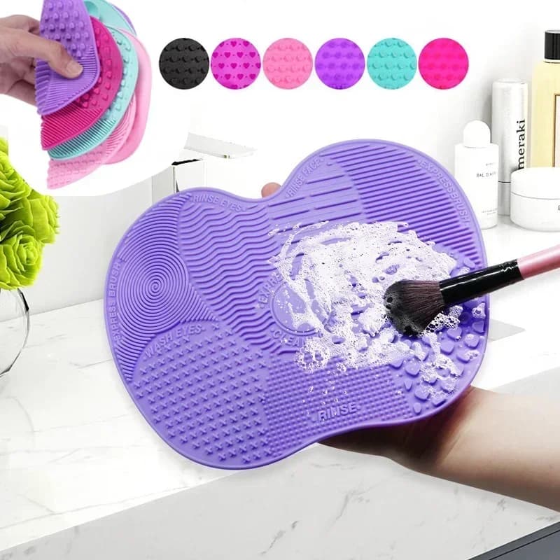 Tappetino in Silicone per Pulizia Pennelli da Trucco, Strumento per Lavaggio Pennelli Cosmetici e per Sopracciglia, Tavoletta per Pulizia Trucco