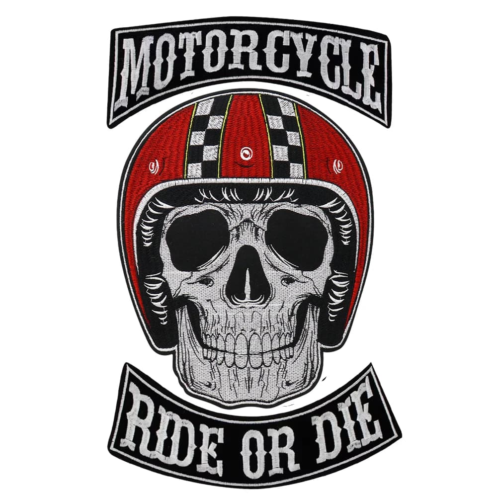 Toppe scheletro moto termoadesive su toppa personalizzata con teschio grande sul retro per accessori jeans giacca gilet