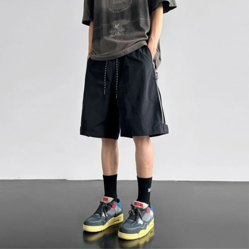 Pantaloncini Sportivi da Uomo Impermeabili con Inserti in Rete Stile Cargo per Fitness Estivo, Corsa e Partite di Basket, Lunghezza Media
