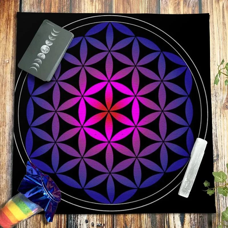 Tovaglia per tarocchi galassia Fiore della vita Divinazione Altare Panno Gioco da tavolo Oracle Card Pad Stregoneria pagana Astrologia Forniture
