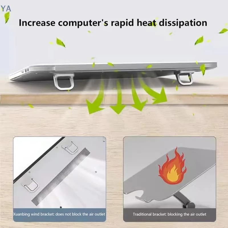 Supporto per laptop pieghevole e invisibile da 2 pezzi, mini supporto portatile per MacBook e notebook con funzione di raffreddamento