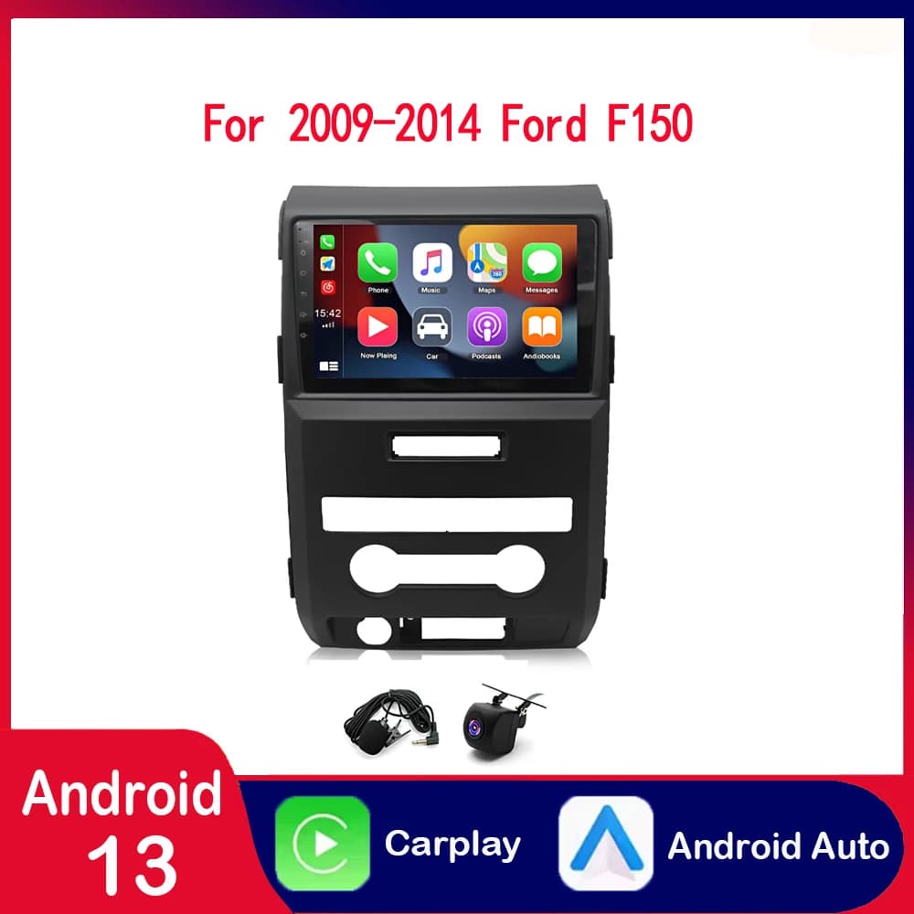 Autoradio Android 13 4+64G per Ford F150 2009-2014, Schermo Touch IPS da 9 Pollici con Carplay/Android Auto Wireless e GPS