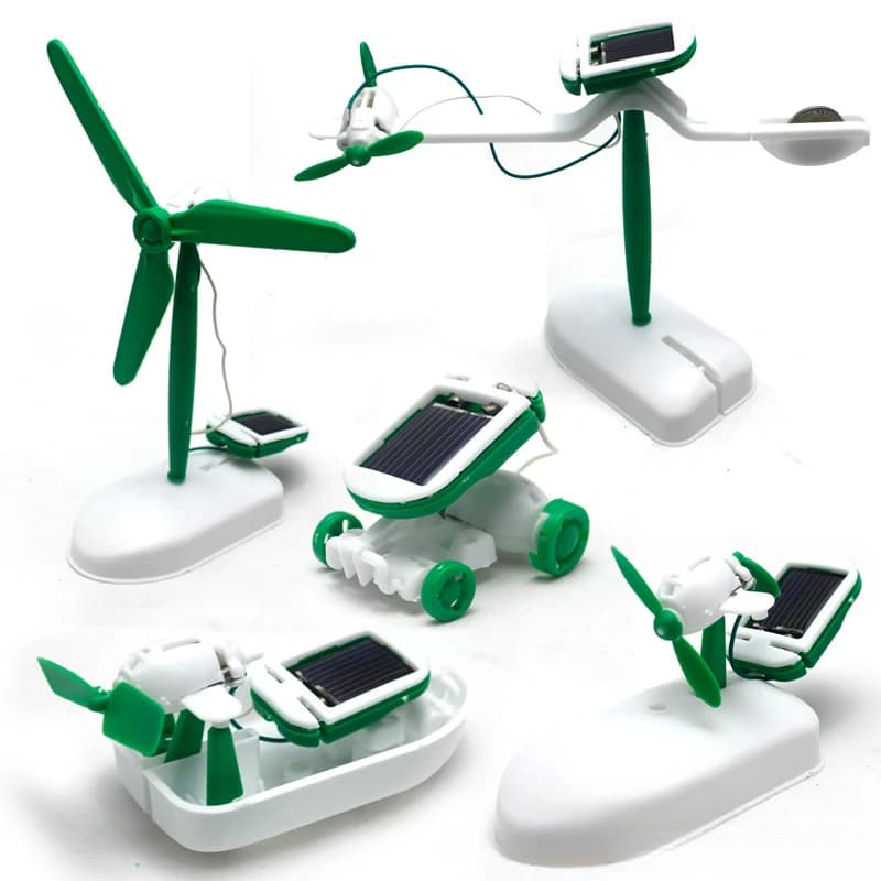 Kit robot a energia solare 6 in 1 assemblaggio ventola per nave mulino a vento giocattoli per auto laboratorio scientifico gadget educativi per bambini fai da te