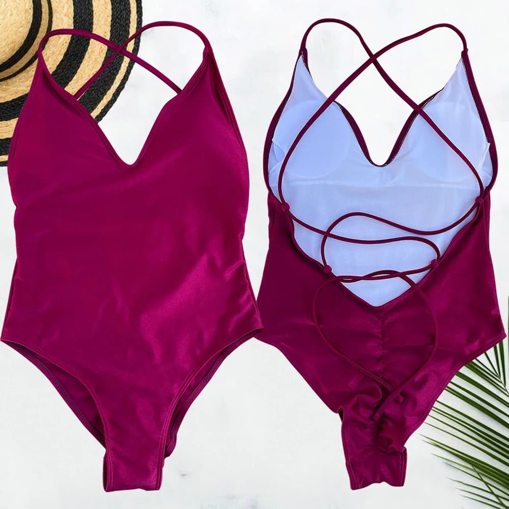 Costume da bagno intero solido Costumi da bagno donna 2025 Nuovo bikini Body sexy Costume da bagno taglie forti Costume da bagno maillot de bain femme