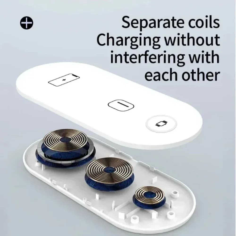 3-in-1 Wireless Charging Pad Fast Charger Dock Station For iPhone Apple Watch AirPods Pro Bedroom Bedside Home Office Travel Use