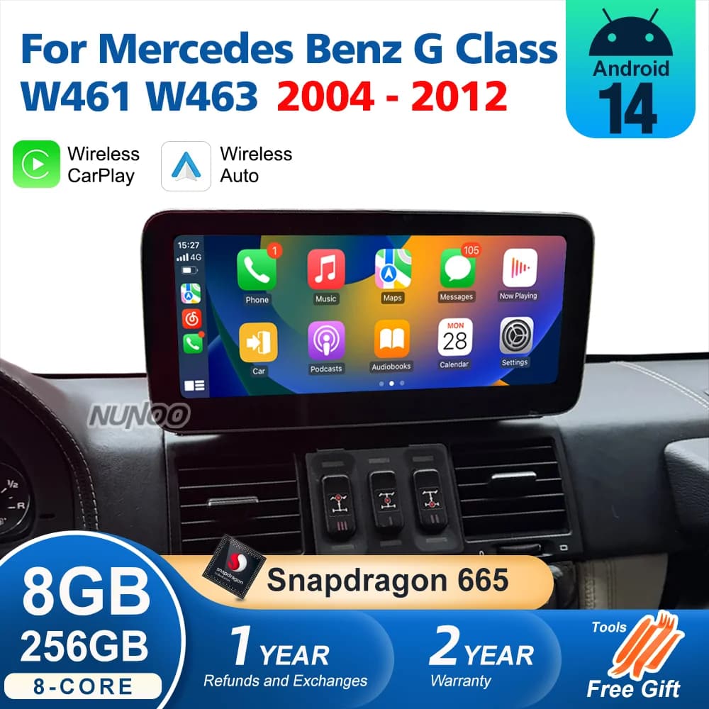 Android 14 Carplay Screen For Mercedes Benz G Class G500 G55 W461 W463 2004-2012 Car Radio Multimedia Video Player GPS Stereo