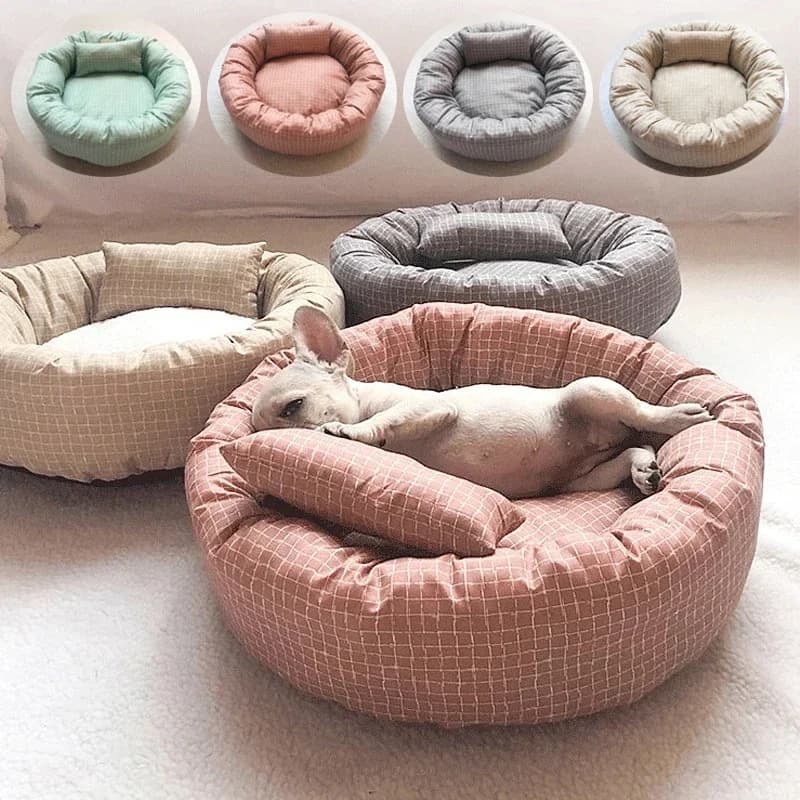 OUZEY Letto rotondo per gatti per animali domestici Comodo letto per cani che dorme Morbido e caldo Divano letto per animali domestici Lavabile Cucciolo Gattino Cuscino Coperte Prodotti per animali domestici