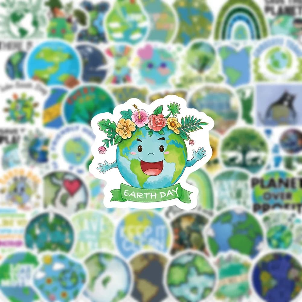 10/50/100PCS Adesivi per il Giorno della Terra Love the Earth Decorazione del fumetto Proteggi l'ambiente Decalcomanie Laptop Chitarra Graffiti Adesivo