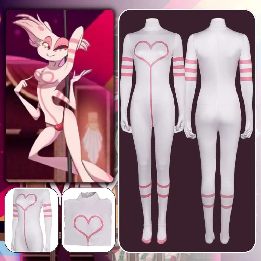 Angel Dust Cosplay Fantasia Cartoon Hotel Costume Coating for Adult Women Suit Halloween Carnival Party Clothes