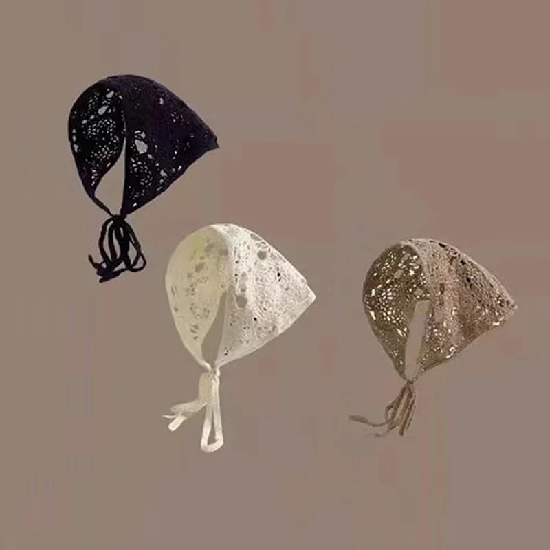 Bandana per capelli floreale Fazzoletto per testa lavorato a maglia Bandana da donna Sciarpa per capelli fatta a mano all'uncinetto Foto di viaggio Fascia per turbante Accessorio