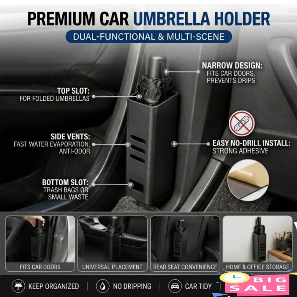 Car Umbrella Holder Door Side StorageBox Hanging Organizer Mini Auto Trash Can Waterproof Waste Bin Vehicle Interior Accessories