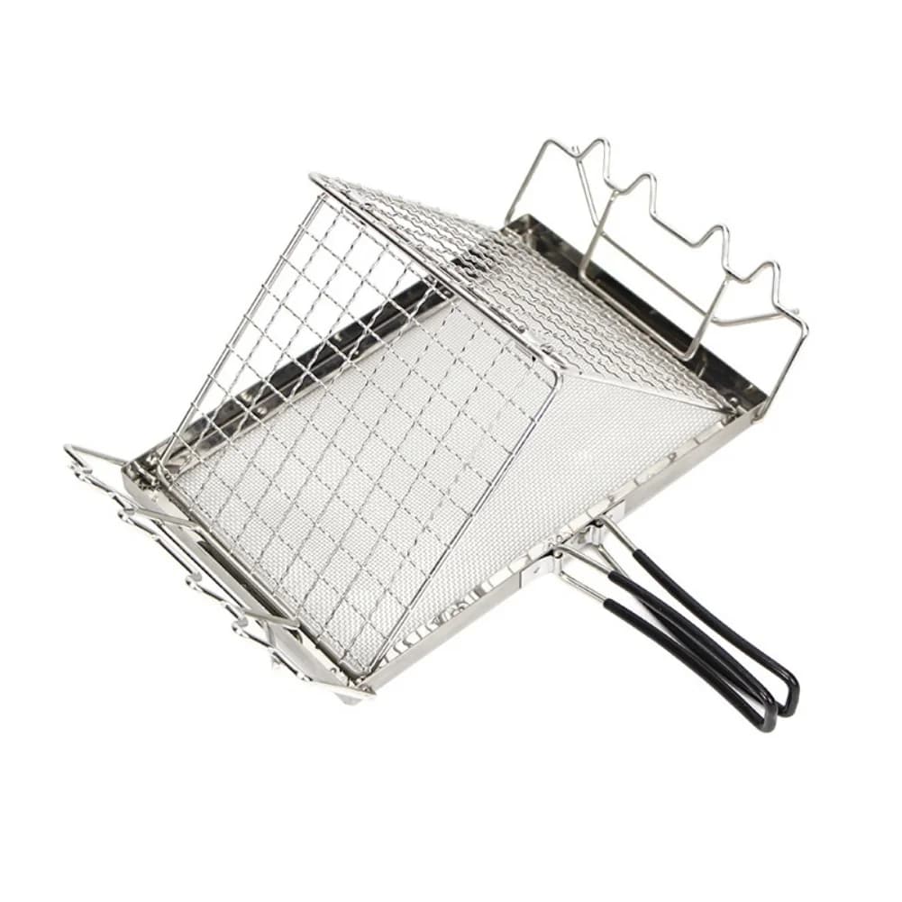 Stainless Steel Portable Grill Rack for Small Group For Camping Toast Bread Fish Grilling 25.5cm Compact Foldable Design