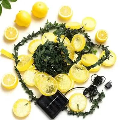 1 pz. Luci Solari a Stringa a LED a Forma di Limone, Lampada Decorativa da Esterno per Giardino, Cortile, Patio, Atmosfera Accogliente, Resistente alle Intemperie