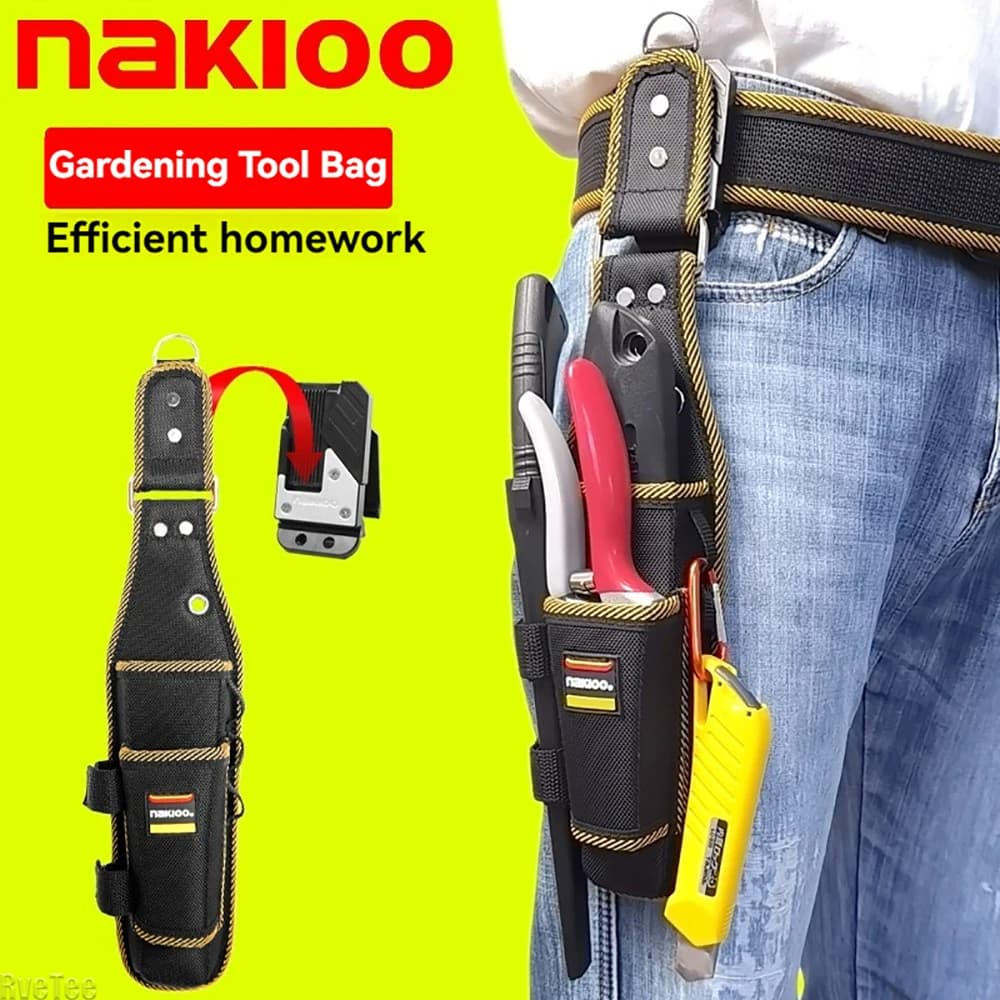 NAKIOO Forbici e Seghe di Giardinaggio con Borsa Porta Attrezzi a Sgancio Rapido con Fibbia per Giardinieri