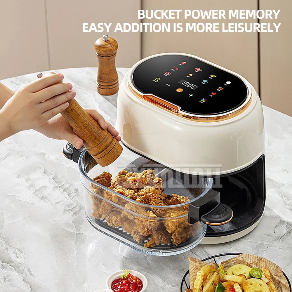 Friggitrice elettrica ad aria 4L friggitrice intelligente senza olio per uso domestico trasparente visibile Freidora De Aire Apparecchi Di Cottura