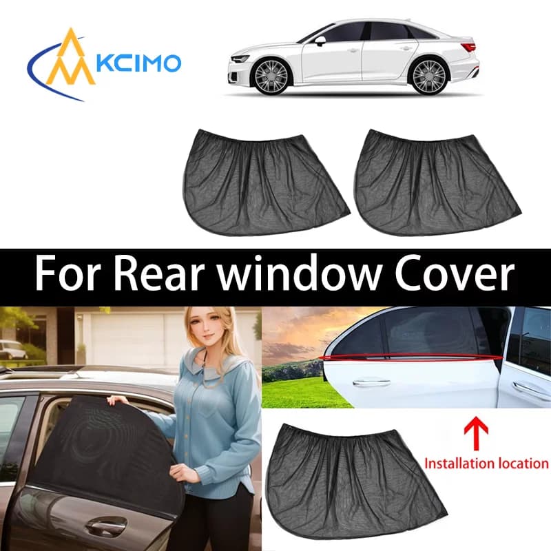 2Pcs Stretch Nylon Mesh Car Side Window Sunshade, UV Block Heat Insulation Breathable Mosquito Proof Sun Curtain for Car