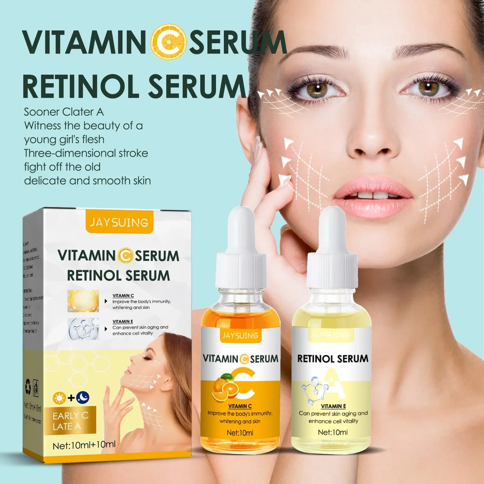 1-4PCS Day Vitamin C and Night Retinol Serum Anti Aging Set Hydrating Scratching Skin Care Skin Care Opaca Cannata