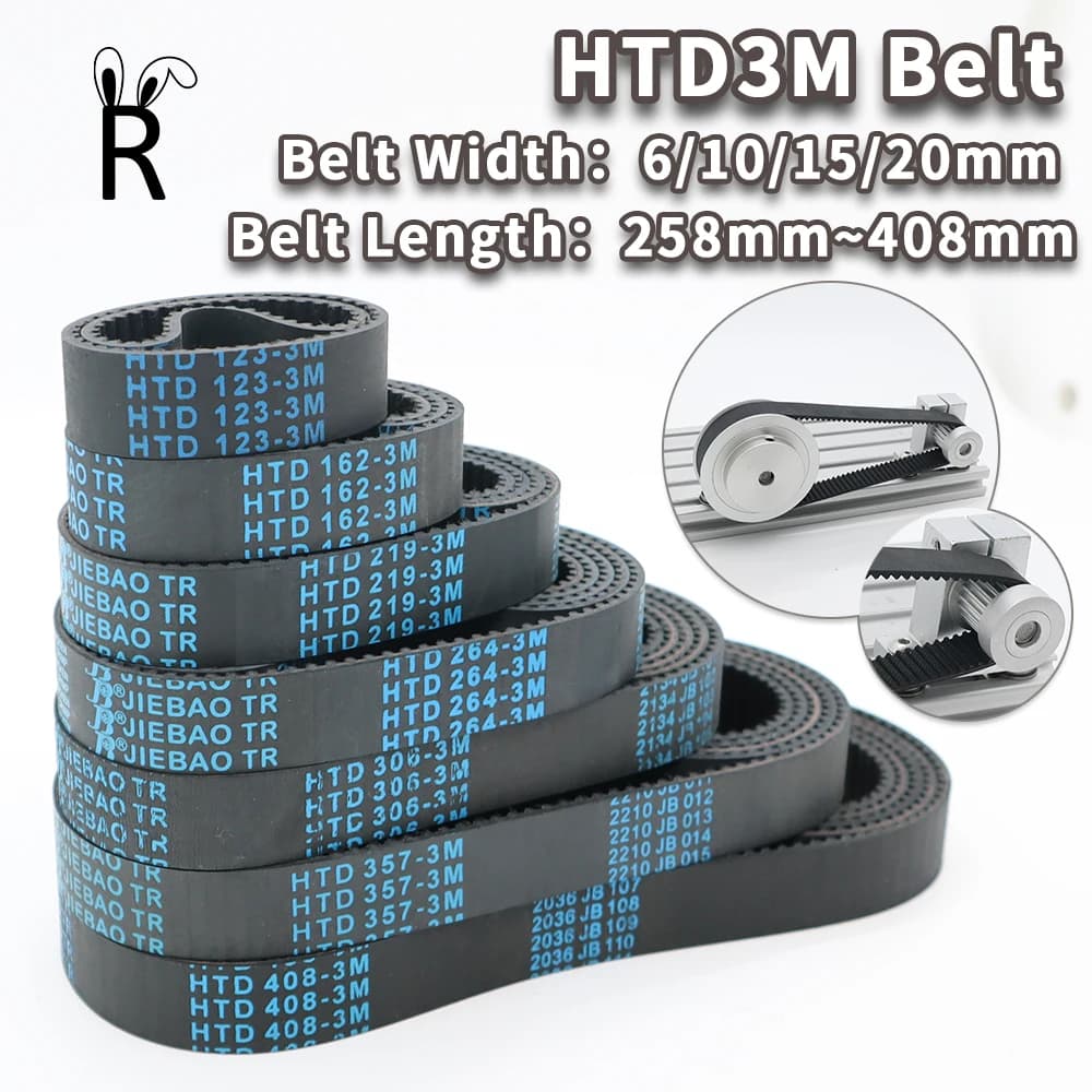 HTD3M Cinghia dentata Lunghezza 258mm a 408mm 3M Larghezza cinghia 6mm 10mm 15mm 20mm Cinghia sincrona HTD 3M Cinture Cintura in gomma ad anello chiuso