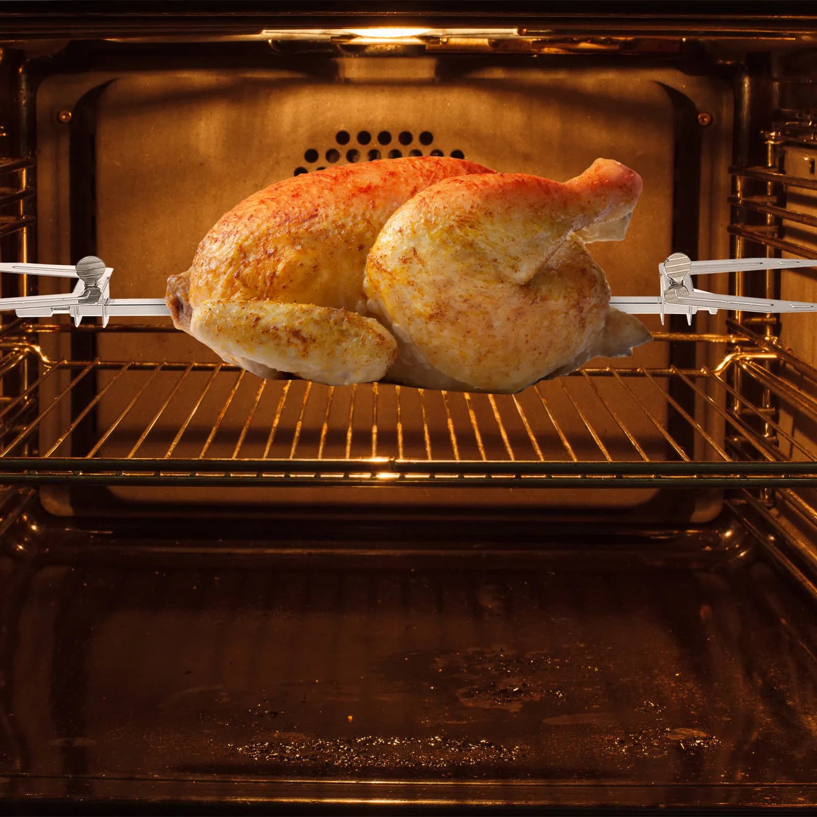 Rotating Roast Chicken Fork Stainless Steel Air Fryer Fork Grill Rotisserie Kitchen Baking Supplies Frying Tool