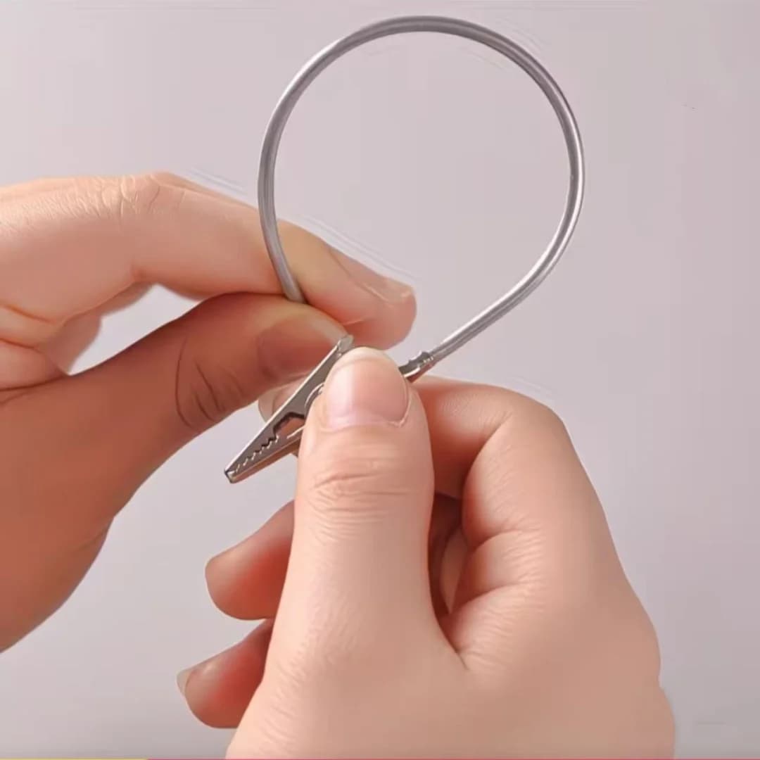 Clip per filo antizanzare flessibili 2/5 - Design con clip a coccodrillo in metallo, porta etichette/carte, utilizzabile per biglietti da visita e cartellini dei prezzi, struttura resistente, clip in metallo multiuso