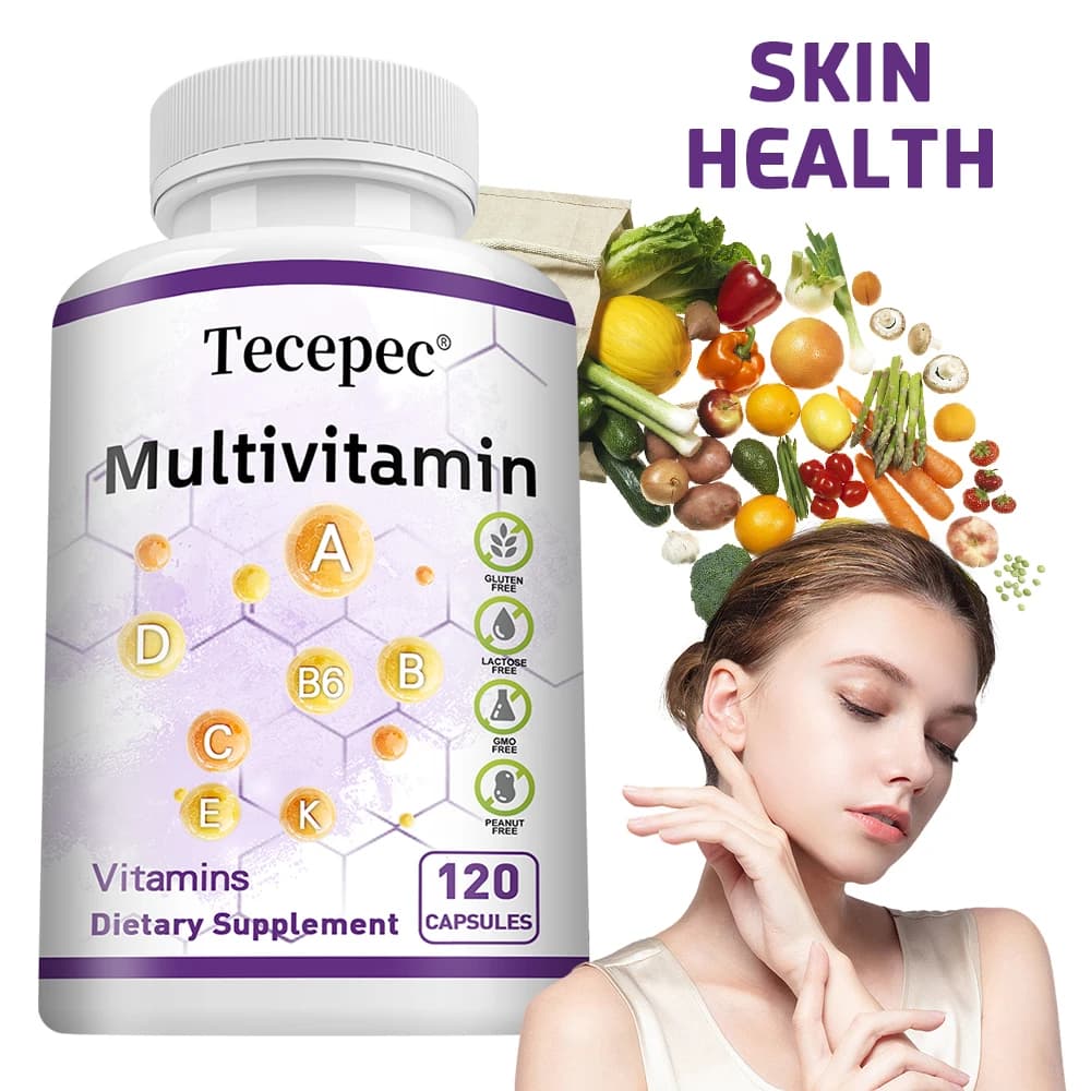 Multivitamin Capsules, with Vitamin D K Zinc Iron & Biotin, Daily Nutritional Supplement for Energy Skin Hair & Immune Wellness