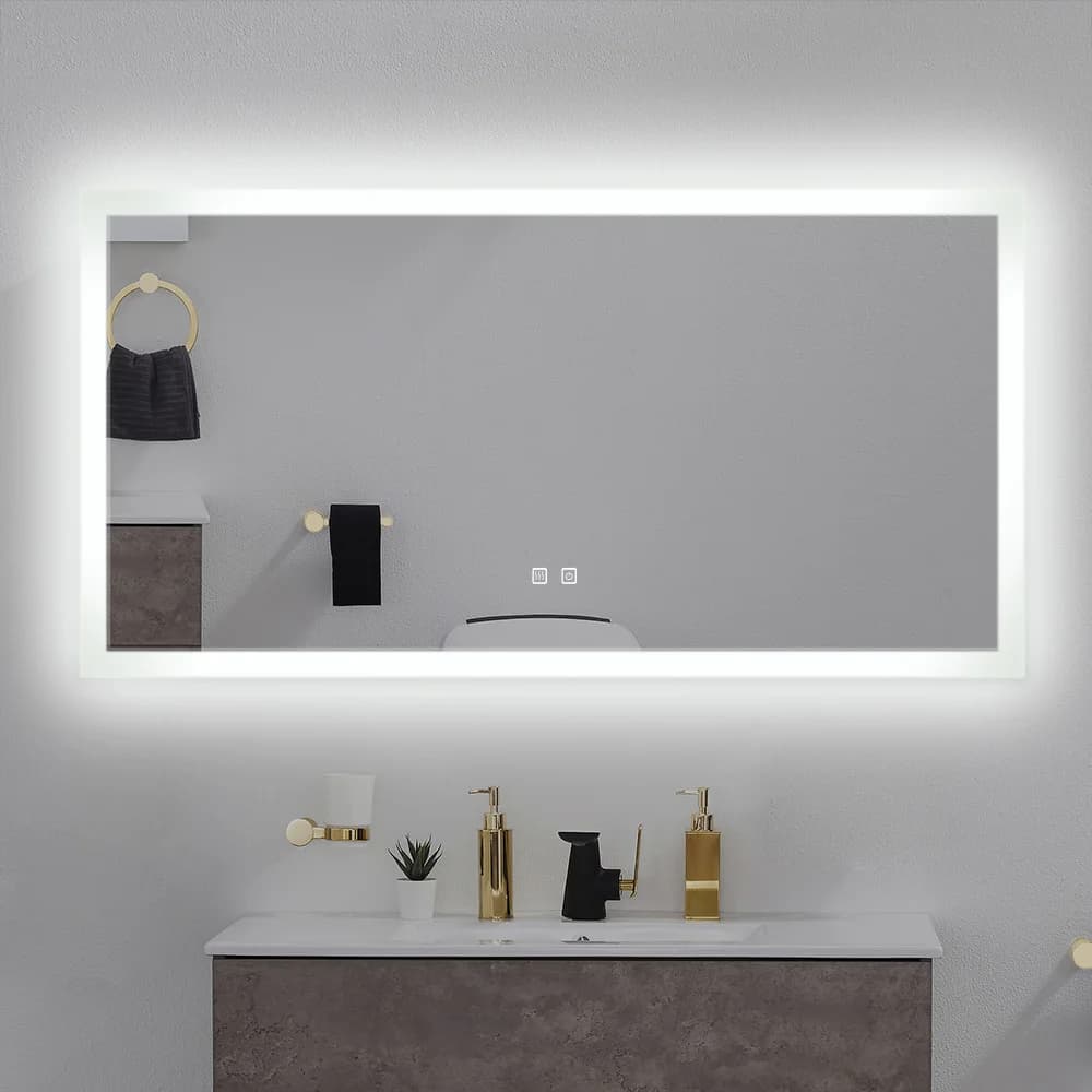Specchio da Bagno a LED Fullkenlight per Hotel, Specchio da Parete Illuminato con Schermo Touch Smart