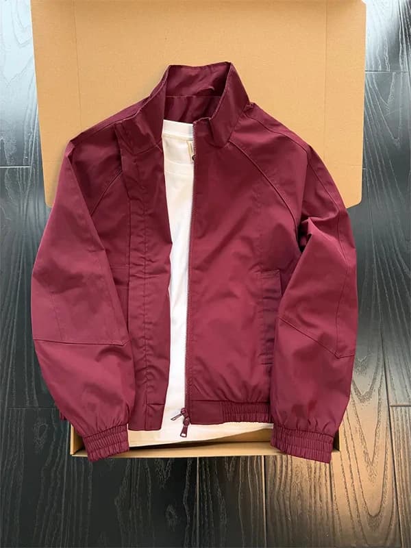 Cleanfit American Retro Red Wine Pilot Jacket Short Style Spring Men's Workwear Coat Loose Fit Casual Style Polyester Fiber