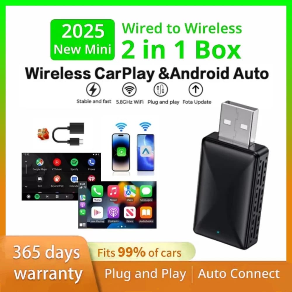 Adattatore Wireless Carplay Android Auto 2in1 Smart Dongle Plug per Volvo Benz Audi Kia Hyundai VW Mazda Cadillac Peugeot