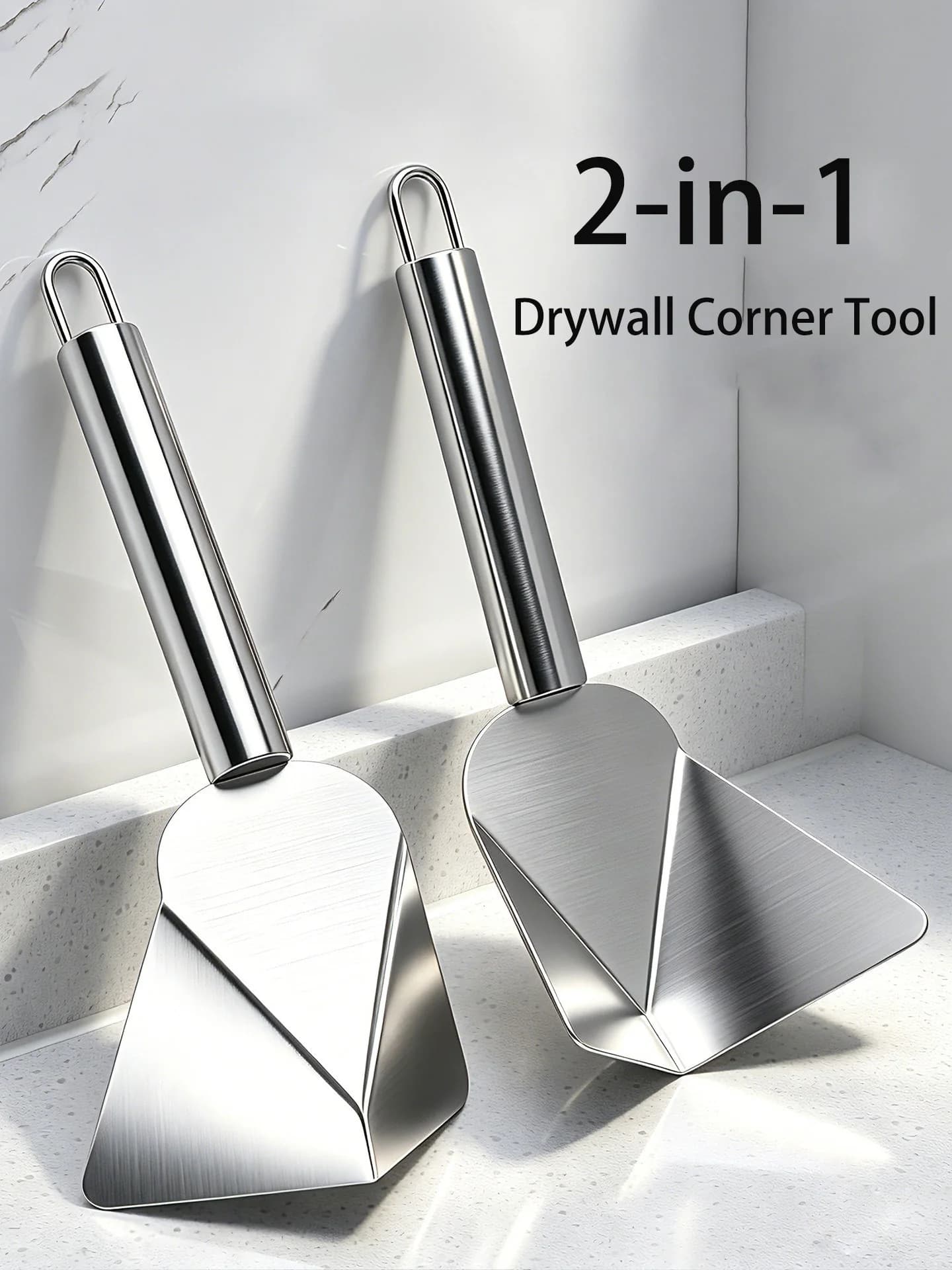 2 In 1 Stainless Steel Putty Knife Drywall Scraper Inside Outside Corner Finishing Tool Dual Use Puller for Plaster Wall