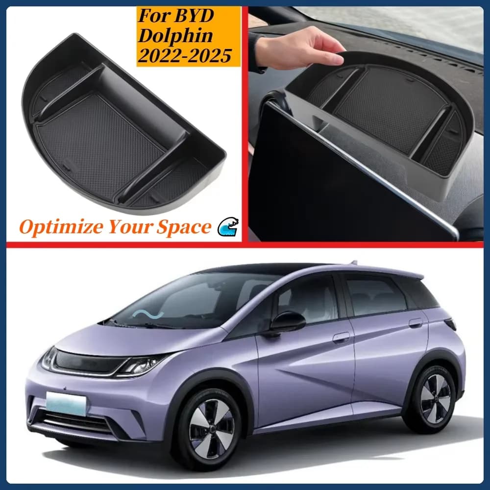 Scatola portaoggetti per cruscotto anteriore auto per BYD Dolphin 2022-2025 Scatola portaoggetti per schermo di navigazione posteriore Organizer Accessori interni