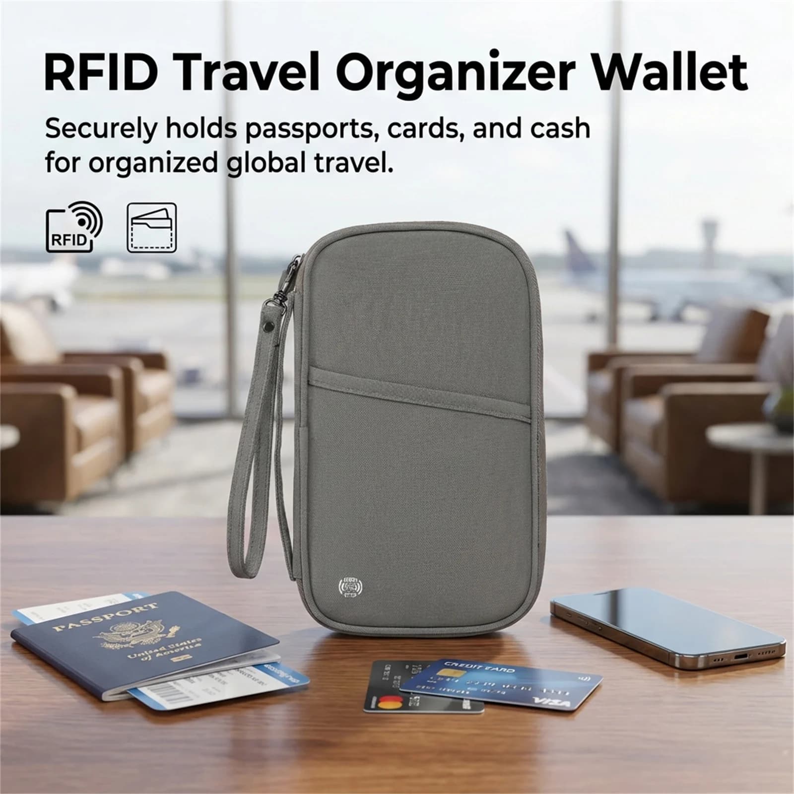 Organizer da Viaggio Impermeabile per Passaporti e Documenti Familiari, Portafoglio Sicuro con Blocco RFID e Scomparti per Famiglia, Ideale per Vacanze e Viaggi