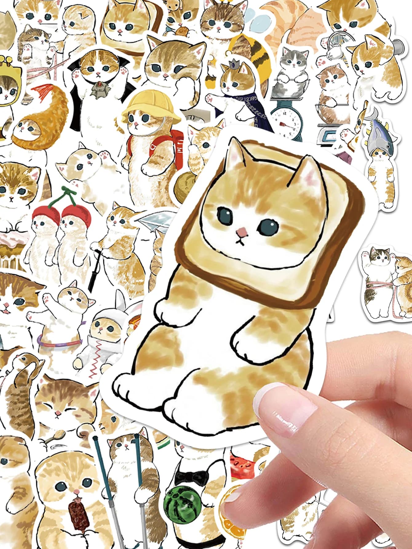 64 Adesivi Gatto Carini, Decorazioni a Forma di Gatto Arancione per Valigie, Custodie per Telefoni, Laptop, Skateboard, Chitarre, Adesivi Impermeabili Fai-da-Te